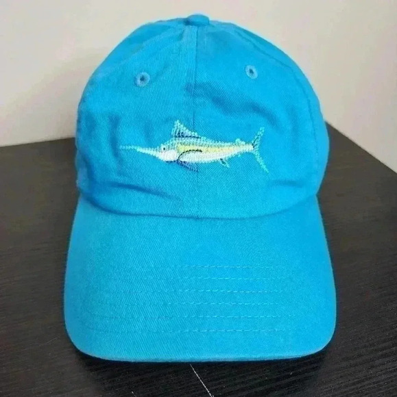 Adjustable Vineyard Vines Sky Blue Embroidered Stitched Swordfish Fish Hat - Picture 1 of 7